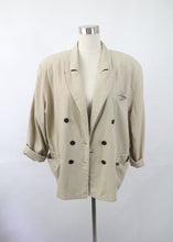 Lataa kuva Galleria-katseluun, Game by Mimika beige 80-luvun oversize pellavasekoitebleiseri