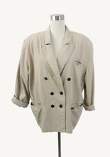 Lataa kuva Galleria-katseluun, Game by Mimika beige 80-luvun oversize bleiseri pellava ja puuvillaa