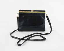 Lataa kuva Galleria-katseluun, Honko Vammala Finland musta kultakehyksinen olkalaukku