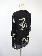 Lataa kuva Galleria-katseluun, Musta kuviollinen sifonkipusero