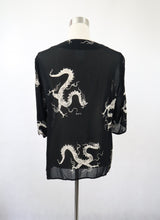 Lataa kuva Galleria-katseluun, Musta kuviollinen sifonkipusero