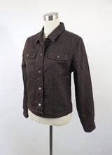 Lataa kuva Galleria-katseluun, Ruskea raidallinen farkkutakki 36