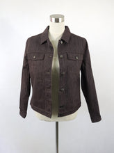 Lataa kuva Galleria-katseluun, Ruskea raidallinen farkkutakki 36