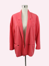 Lataa kuva Galleria-katseluun, PTA made in Finland 90-luvun kotimainen vintage pinkki bleiseri pellavaa, puuvillaa ja viskoosia 36