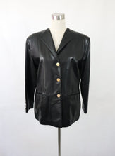 Lataa kuva Galleria-katseluun, Pentik made in Finland musta nahkainen bleiseri C38