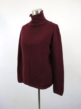 Lataa kuva Galleria-katseluun, Viininpunainen poolokauluksinen puuvillaneule S