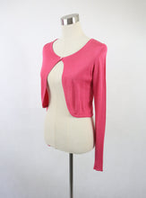 Lataa kuva Galleria-katseluun, Vadelmanpunainen neulebolero XS