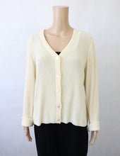 Lataa kuva Galleria-katseluun, Willana luonnonvalkoinen neuletakki merseroitua puuvillaa M