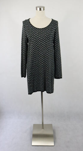 Anne Linnonmaa made in Finland harmaa kuviollinen neuletunika 100% puuvillaa M