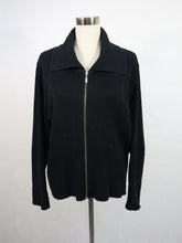 Lataa kuva Galleria-katseluun, Anne Linnonmaa made in Finland musta ribbineuletakki 100% puuvillaa XL