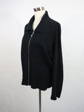 Lataa kuva Galleria-katseluun, Musta vetoketjullinen neuletakki XL