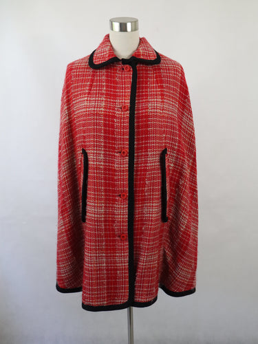 Arola made in Finland kotimainen vintage punavalkoinen villaviitta