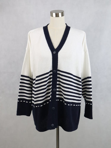 Ballabi by Holopainen made in Finland raidallinen neuletakki puuvillasekoiteulosta XL