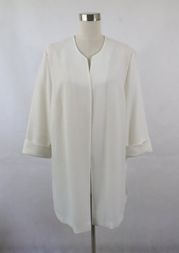 Delia by Modelia made in Finland valkoinen kaulukseton ja vuorittamaton oversize takki 48