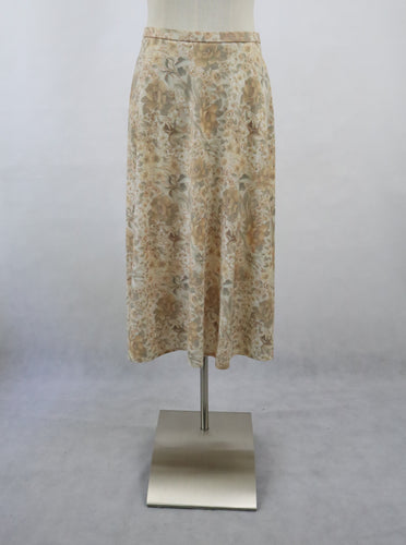 Finn Karelia made in Finland beige kukkakuvioinen kotimainen vintage hame D42