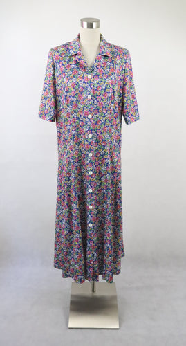Finn Karelia made in Finland värikäs kukkakuvioinen vintagemekko D44