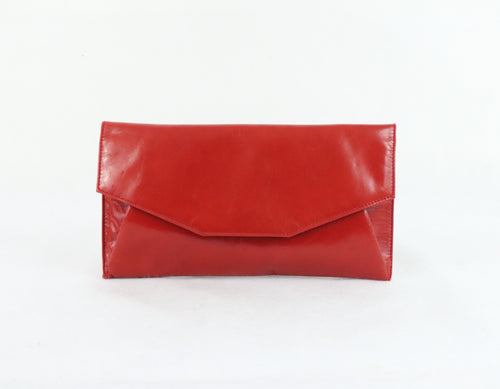 Friitala made in Finland punainen nahkainen clutch iltalaukku