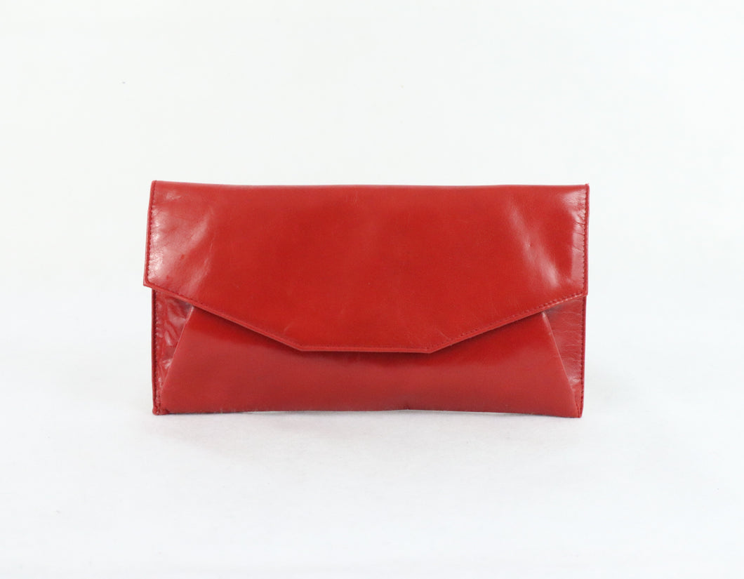 Friitala made in Finland punainen nahkainen clutch iltalaukku