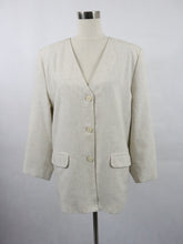 Lataa kuva Galleria-katseluun, Game by Mimika Lipsanen Finland vaalean beige pellavasekoitekankainen 80-luvun vintage bleiseri 42