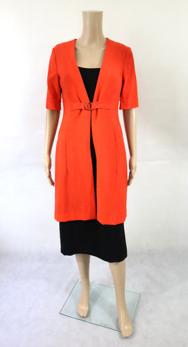 Kati-myynti kotimainen 70-luvun vintage oranssi takkimekko 38