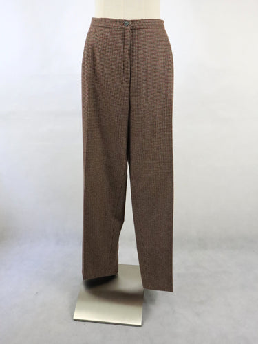 L Collection ruskeat villasekoitekankaiset suorat housut 44
