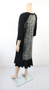 Musta-harmaa kuviollinen mekko 36