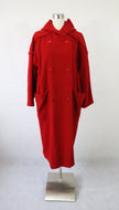 Mallimari made in Finland punainen hupullinen vintage villakangastakki C34