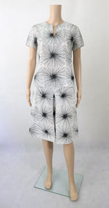 Marimekko Erja Hirvi made in Finland mustavalkoinen puuvillainen hame ja pusero 38/40