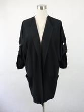 Lataa kuva Galleria-katseluun, Merlyn made in Finland 80-luvun kotimainen vintage musta oversize paitajakku 40