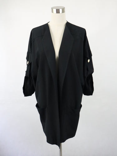Merlyn made in Finland 80-luvun kotimainen vintage musta oversize paitajakku 40