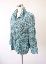 Lataa kuva Galleria-katseluun, Turkoosi kuviopintainen vetoketjullinen takki 46
