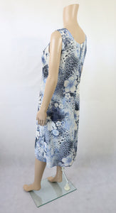 Sinisävyinen kuviollinen puolipituinen mekko 38