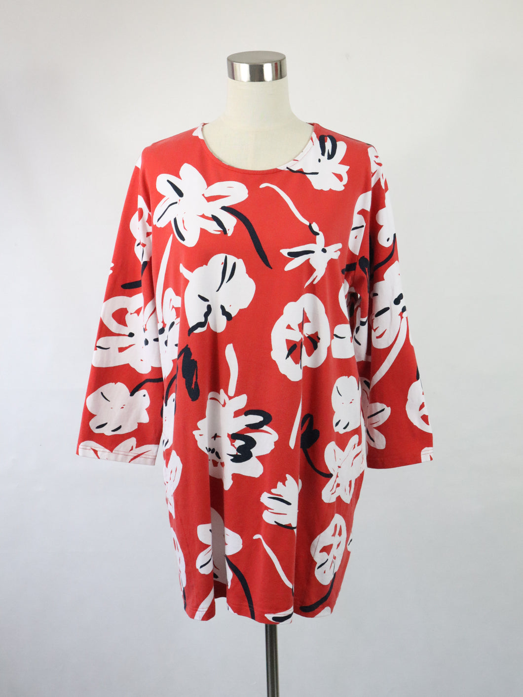 Nanso Lumo punainen kuviollinen puuvillatunika XXXL