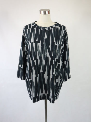 Nanso harmaa kuviollinen tunika XXL puuvillaa, modaalia, villaa