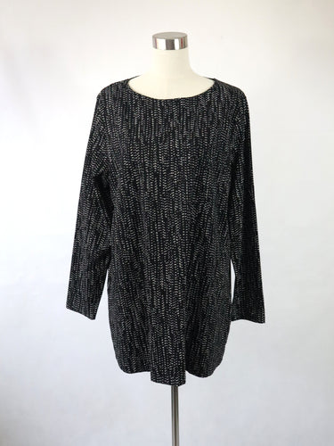 Nanso mustavalkoinen pilkullinen puuvillatunika sivutaskuilla XXL