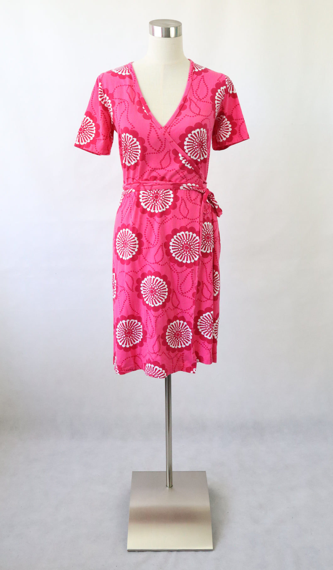 Nanso pinkki kuviollinen kietaisumekko S