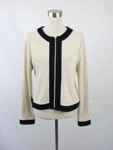 Nanso beige jersey jakku mustin reunuksin L