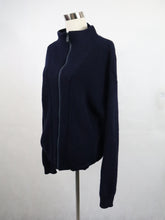 Lataa kuva Galleria-katseluun, Tummansininen vetoketjullinen villatakki M
