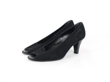 Lataa kuva Galleria-katseluun, Pertti Palmroth made in Finland mustat mokkanahkaiset peeptoe korkokengät 6½
