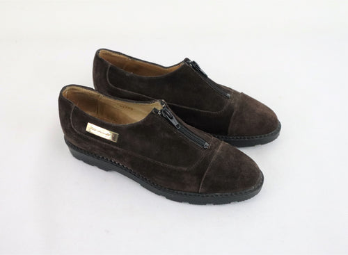 Pertti Palmroth tummanruskeat mokkanahkaiset vetoketjulliset kävelykengät