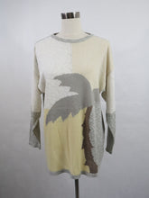 Lataa kuva Galleria-katseluun, Raffica Kutomo Holopainen beige kuviollinen puuvillaneulepaita L