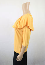 Lataa kuva Galleria-katseluun, Keltainen röyhelökauluksinen off-shoulder-pusero L