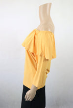 Lataa kuva Galleria-katseluun, Keltainen röyhelökauluksinen off-shoulder-pusero L