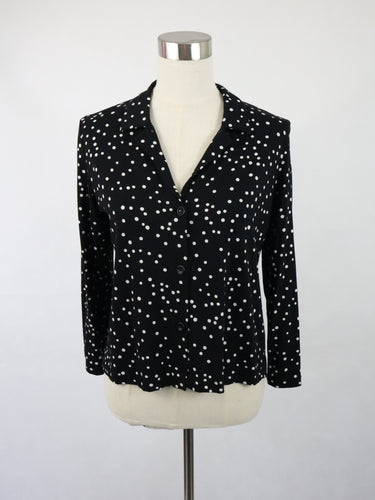 Ritva Falla mustavalkoinen polka Dot trikoopusero