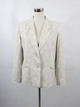 Lataa kuva Galleria-katseluun, Shann by Pola made in Finland beige kukkakuvioinen bleiseri 100% pellavaa 40