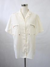 Lataa kuva Galleria-katseluun, Story made in Finland luonnonvalkoinen safarityylinen lyhythihainen kauluspaita 44