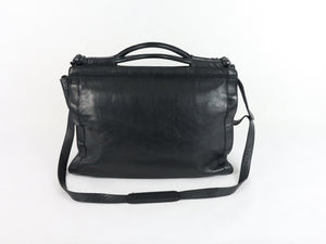 Three Bags kotimainen vntage musta iso nahkasalkku