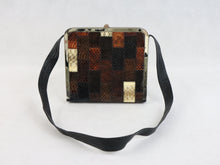 Lataa kuva Galleria-katseluun, Ruskea metallikehyksinen palanahkalaukku