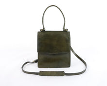 Lataa kuva Galleria-katseluun, Three Bags kotimainen vintage vihreä nahkainen käsilaukku