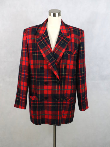 Tuomi-tuote made in Finland punainen ruudullinen villakangasbleiseri 44